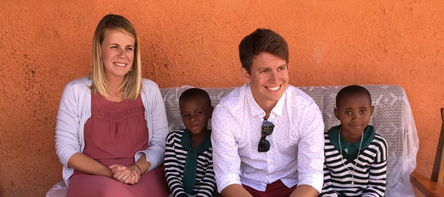 Maya and Nic with Rosette and Benedite, the students they sponsor.